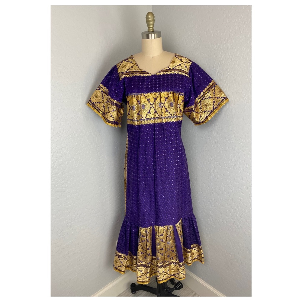 Bollywood Indian Purple & Gold Maxi Dress